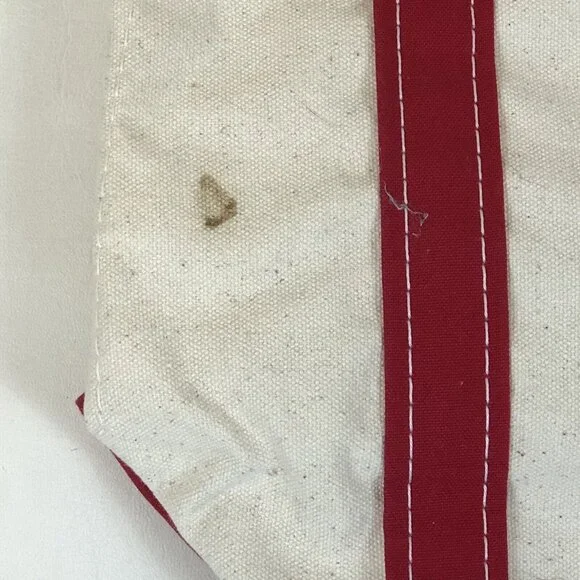 LL Bean Boat & Tote Canvas Red Double Handle Snowflake Small Bag Made in USA - Picture 8 of 13